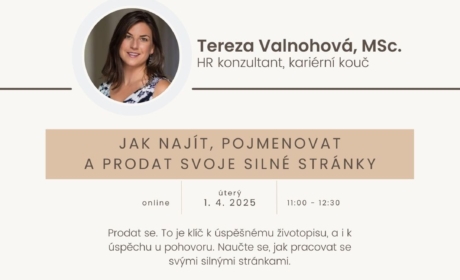 Kariérní workshop: Jak najít, pojmenovat a prodat svoje silné stránky – 1. 4. 2025