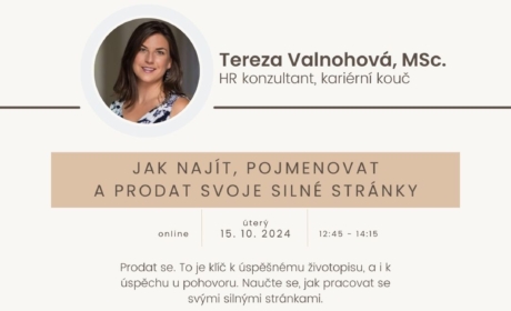 Kariérní workshop: Jak najít, pojmenovat a prodat svoje silné stránky – 15. 10. 2024