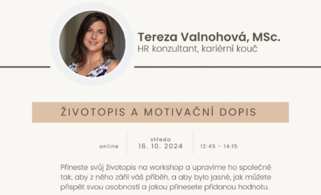 Kariérní workshop: Životopis a motivační dopis – 16. 10. 2024