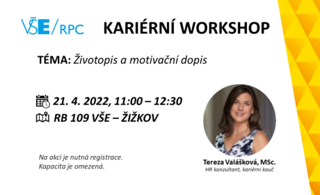 Workshop: Životopis a motivační dopis – 21. 4. 2022