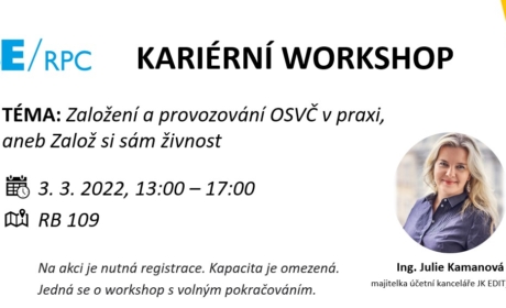 Workshop I: Založení a provozování OSVČ v praxi, aneb Založ si sám živnost – 3. 3. 2022